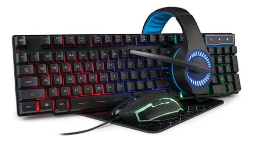 Rainbow Combo De Teclado, Mouse Y Auriculares Mecánicos Para