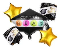Comprar Globos Metalizado Graduación Promo 5 Piezas Helio O Aire