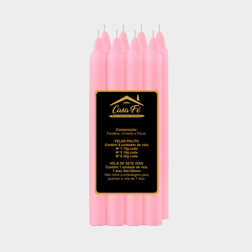 Vela Palito N1 120g Diversas Cores - Casa Fé Cor Rosa