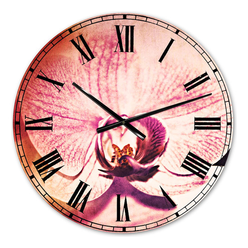 Designq Reloj Pared Tradicional Diseño Floral Orquidea Para