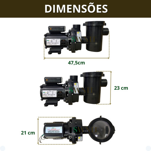 Motobomba Para Piscina Com Pré-filtro Seg Max Torque 1/2hp
