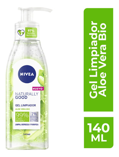 Gel Limpiador Facial Nivea Naturally Good Aloe Vera - 140ml