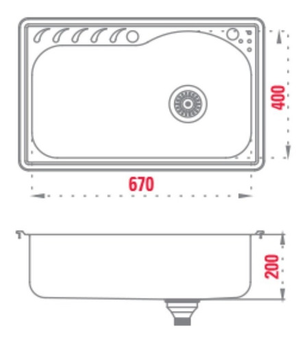 Bacha Cocina Simple Starken T6740 66x43x22 Mate