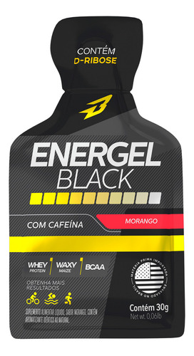 Gel Energel Black Display 30 g con sabor a fresa Bodyaction