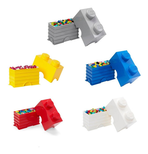 Lego Contenedor Canasto Apilable Organizador Storage Brick 2 Color White