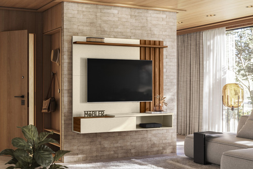 Painel Comprelar Para Tv Até 70 Off White/cinamomo De Mdf