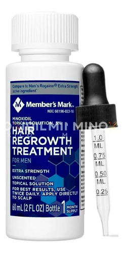 Minoxidil Member's Mark 5% Solución Tópica 1 Mes De Tratamiento,  Alta Pureza Y Calidad Apoya El Crecimiento Del Cabello Y Desacelerar La Calvicie. Eficaz Para Hombres , Regenera Los Folículos Pilosos