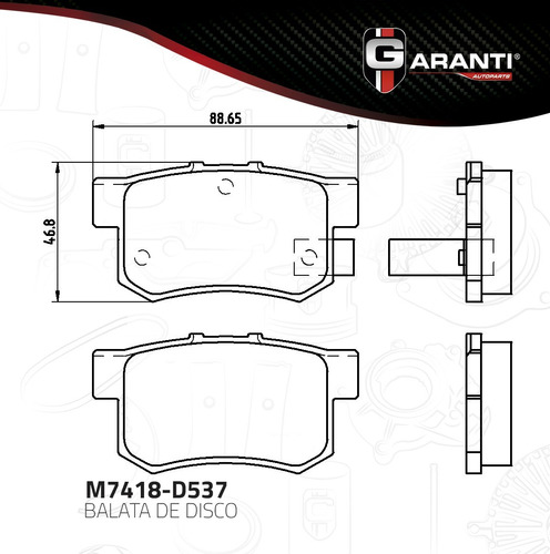 Balata Trasera Disco Honda Civic 2006-2015 Accord 1998-2007