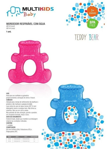 Mordedor Infantil Bebê Resfriável Urso Rosa- Multikids 144 Cor Rosa