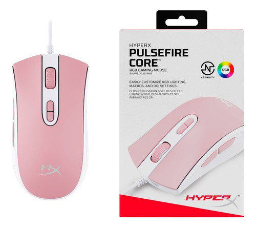 Mouse Gaming Hyperx Pulsefire Core White/pink Color Blanco y Rosa