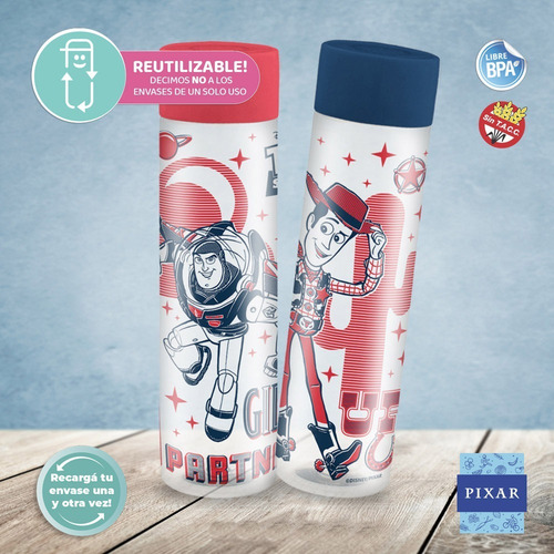 Imagen 3 de 4 de 2 Botella Infantil Agua Disney Original Toy Story Buzz Woody