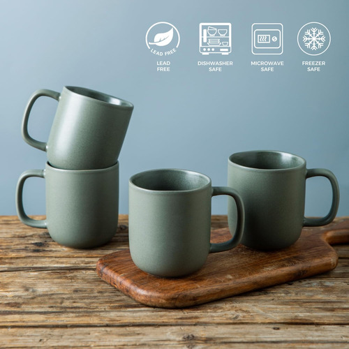 Conjunto De 6 Tazas De Café Cerámicas Elegantes 400 Ml