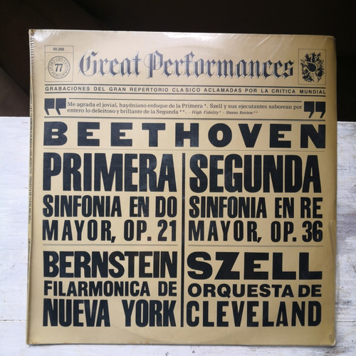 Beethoven 1era Sinfonia En Do Y 2da En Re Vinilo Lp / Kktus