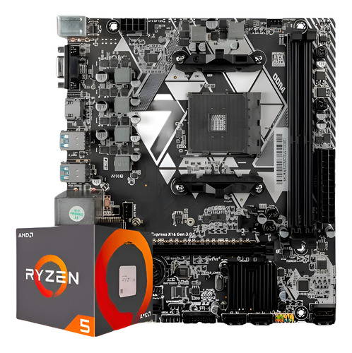Kit Gamer Amd Ryzen 5 5500 + A520m K+ 16gb Ddr4 - Pc Xpress Preto