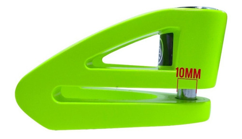 Imagen 2 de 5 de Traba Disco Zovii Sin Alarma Verde Fluo Perno 10mm Hanex Um