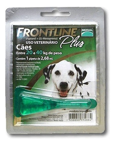 Frontline Plus Pipeta Perro De 20 A 40 Kg Pulga Y Garrapata