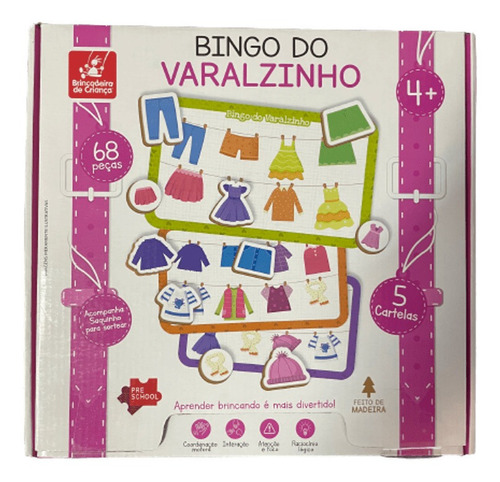 Bingo Do Varalzinho Com 68 Pç Feito Em Madeira - Bc Ref 9657