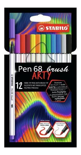 Imagen 1 de 3 de Set 12 Stabilo Pen 68 Brush Arty - Lettering