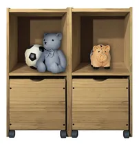 Comprar Kit 2 Baul Organizador Juguetero Cajon Ruedas 32x40x82 Color Roble