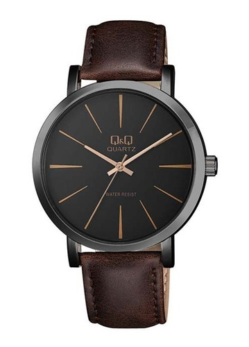 Reloj Q & Q Hombre Casual Elegante Cuero Marrón Modelo Dw