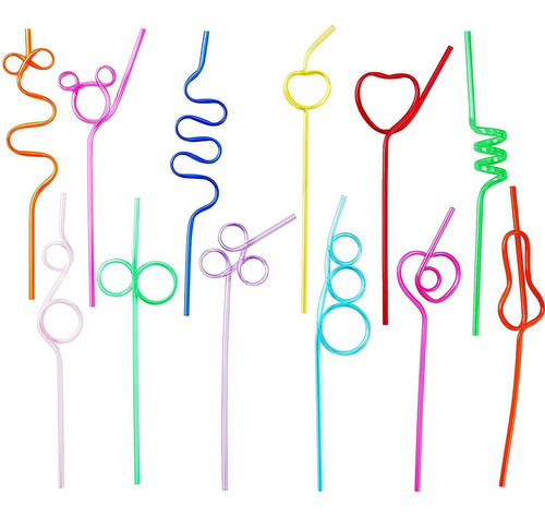 Crazy Straws, Reutilizable, Colorida, Con Forma De Lazo Vari