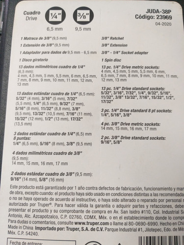 Juego De Dados Socket Set Marca Pretul 39pzas Con Cuadrante