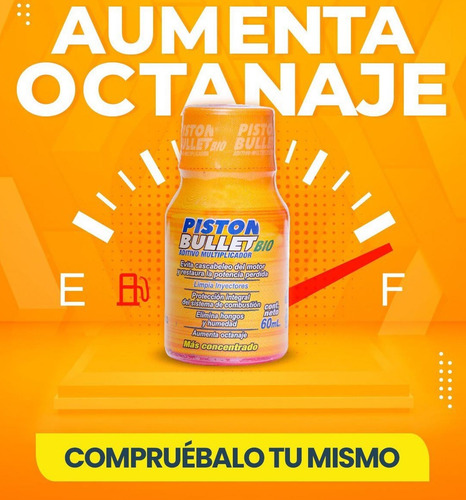 Elevador De Octanaje Piston Bullet Bio 8un Aditivo Gasolina