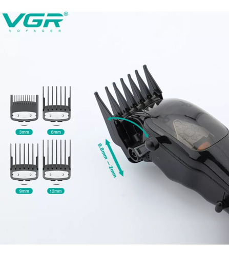 Máquina Vgr V-653 Motor 9000rpm Carbono Recargable Usb Negro