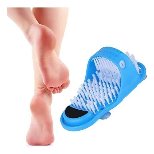 Par Lava Pés Chinelo Escova Massagear Pé Banho Lixa Escova Cor Azul