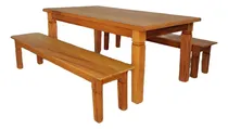Comprar Mesa De Jantar 1,80m E 2 Bancos Madeira Maciça Peroba Rosa 