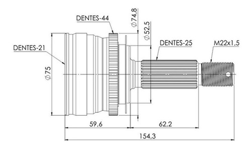 Imagem 2 de 4 de Junta Homocinética Jac J3 2011/2016 1.4 1.5 21 Dentes Vt5379