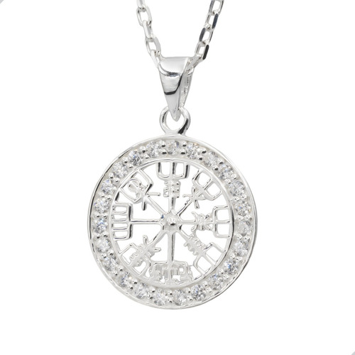 Colgante Vegvisir Brujula Vikinga Plata 925 + Cadena | M570