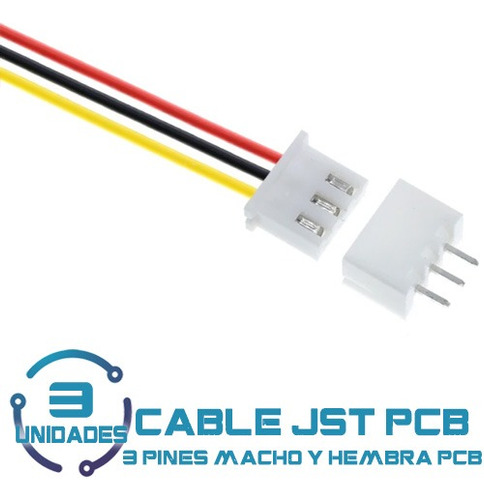 3 Cables Enchufe Jst Macho + Hembra Pcb De 3 Pines 20cm 2.54