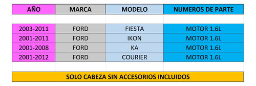 Cabeza Culata Motor 2002 Ford Ka 1.6l Nueva