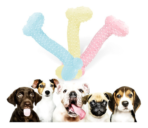 Juguete Para Mascota Perro Hueso Silicona X1 Pets - Otec Color Amarillo Crema