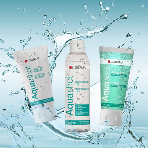 Imagen 3 de 10 de Aquashot Locion + Crema + Exfoliante Lidherma
