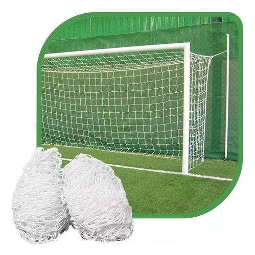 Par Rede De Gol Trave Society Suiço 4m Fio 4mm Seda Cor Branco