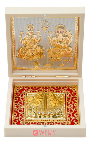 Lord Ganesh & Goddess Lakshmi - Templo De Bolsillo Con Chara