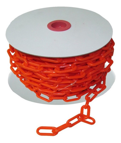 Rollo Cadena Plastica Para Conos Viales Seguridad 25 Metros Color Naranja