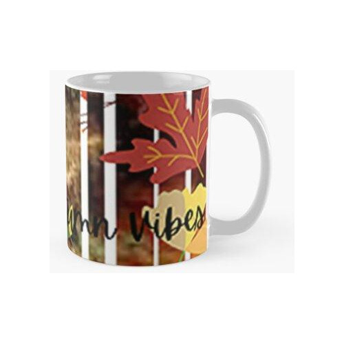 Taza Autumn Vibes, Diseño Abstracto Con Hojas, Arte Abstract