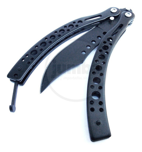 Navaja Mariposa Csgo Curva Balisong Black Táctica Negra