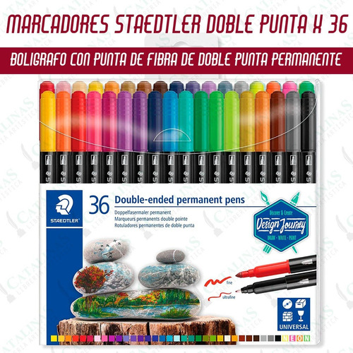 Marcadores Staedtler Twin Tip Permanent X36 Col. Microcentro