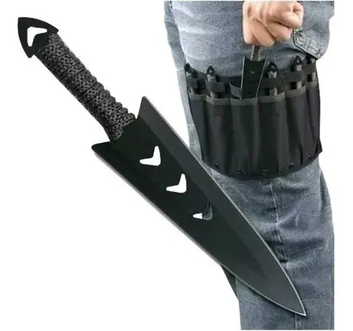 Conjunto 6 Facas Arremesso Kunai Luatek Aço Inox Com Estojo