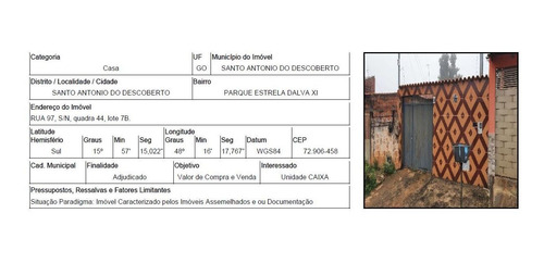 Imagem 1 de 1 de Santo Antonio Do Descoberto - Parque Estrela Dalva Xi - Oportunidade Única Em Santo Antonio Do Descoberto - Go | Tipo: Casa | Negociação: Venda Direta Online | Situação: Imóvel Ocupado - Cx844440102