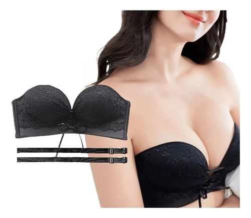 Brasier Push Up Strapless Invisible Estilo Bustier Cordones