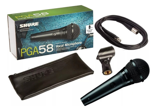 Shure Pga58-xlr Micrófono Dinámico Cardioide Vocal + Cable.