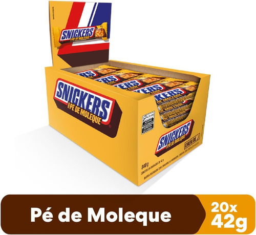 Chocolate Snickers Pé De Moleque Com 20 Unidades De 42g