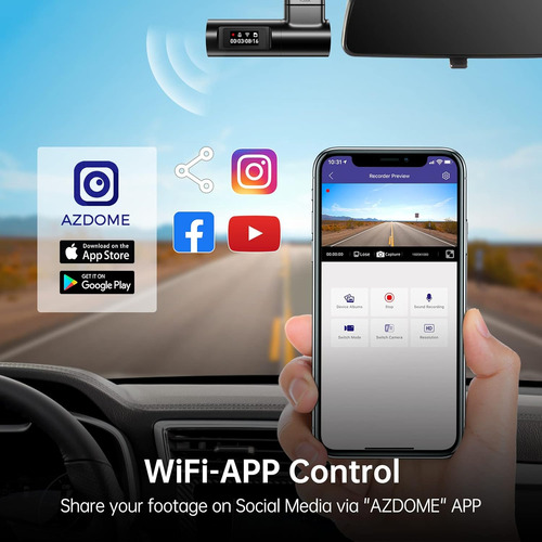 Azdome M330 1080p Fhd Dash Cam, Camas De Tablero Wifi Incorp