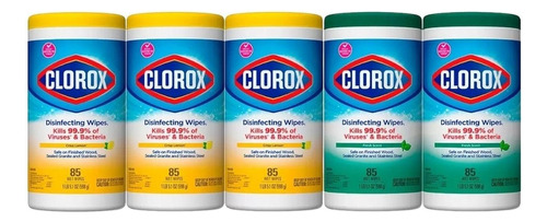 Toallitas Clorox Desinfectantes Mata 99.9% Virus Paq 5 Botes