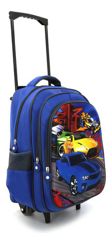 Mochila 3d Carro Carrito Ruedas Escolar Primaria Nena Nene